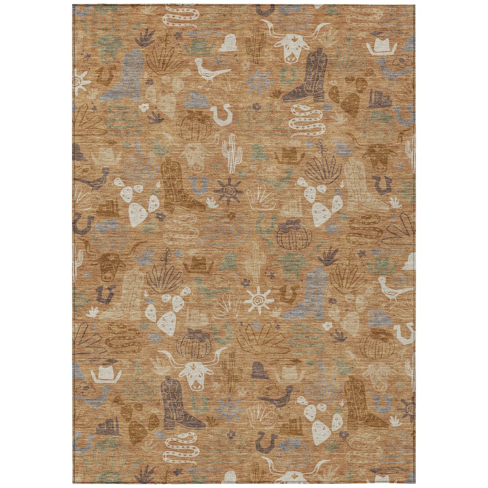 Machine Washable Indoor/Outdoor Chantille ACN2512 Orange 3' x 5' Rug. Picture 1