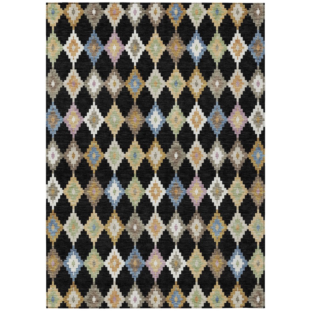 Machine Washable Indoor/Outdoor Chantille ACN2513 Black 3' x 5' Rug. Picture 1