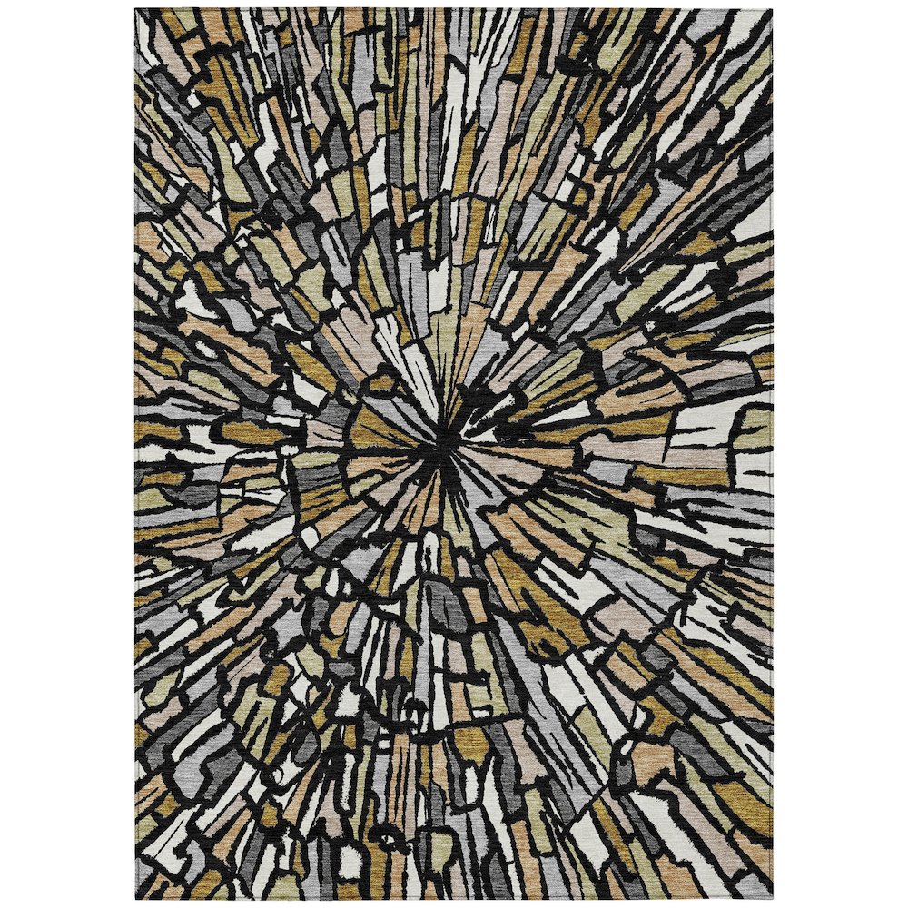 Machine Washable Indoor/Outdoor Chantille ACN2514 Black 3' x 5' Rug. Picture 1
