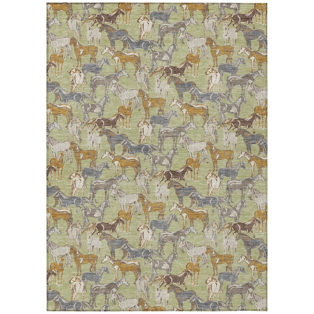 Machine Washable Indoor/Outdoor Chantille ACN2520 Green 3' x 5' Rug. Picture 1