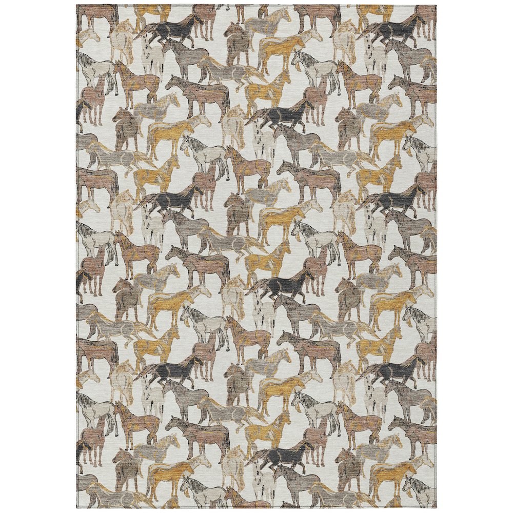 Machine Washable Indoor/Outdoor Chantille ACN2520 Ivory 3' x 5' Rug. Picture 1