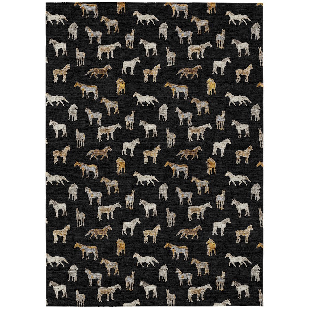 Machine Washable Indoor/Outdoor Chantille ACN2521 Black 3' x 5' Rug. Picture 1