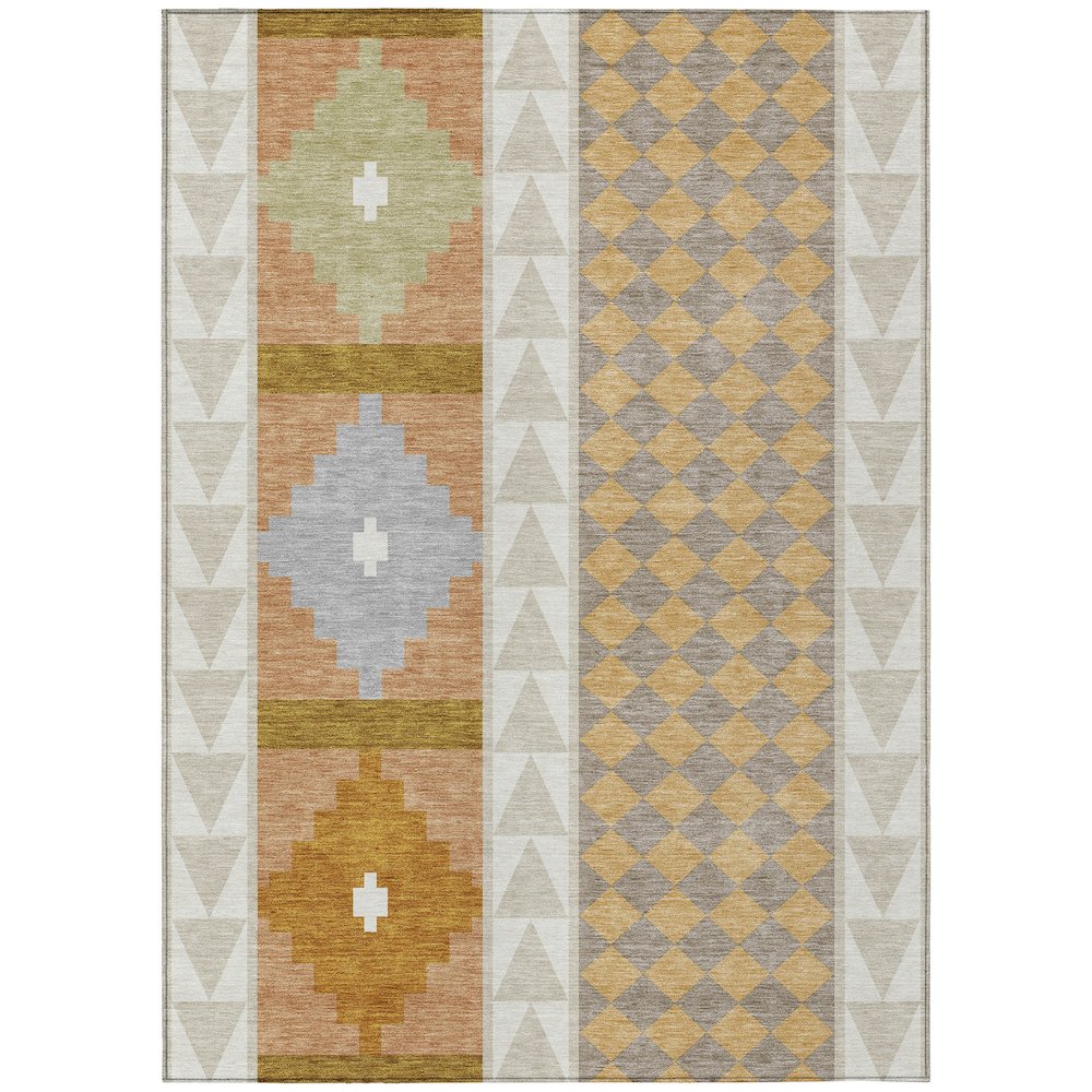 Machine Washable Indoor/Outdoor Chantille ACN2522 Brown 3' x 5' Rug. Picture 1