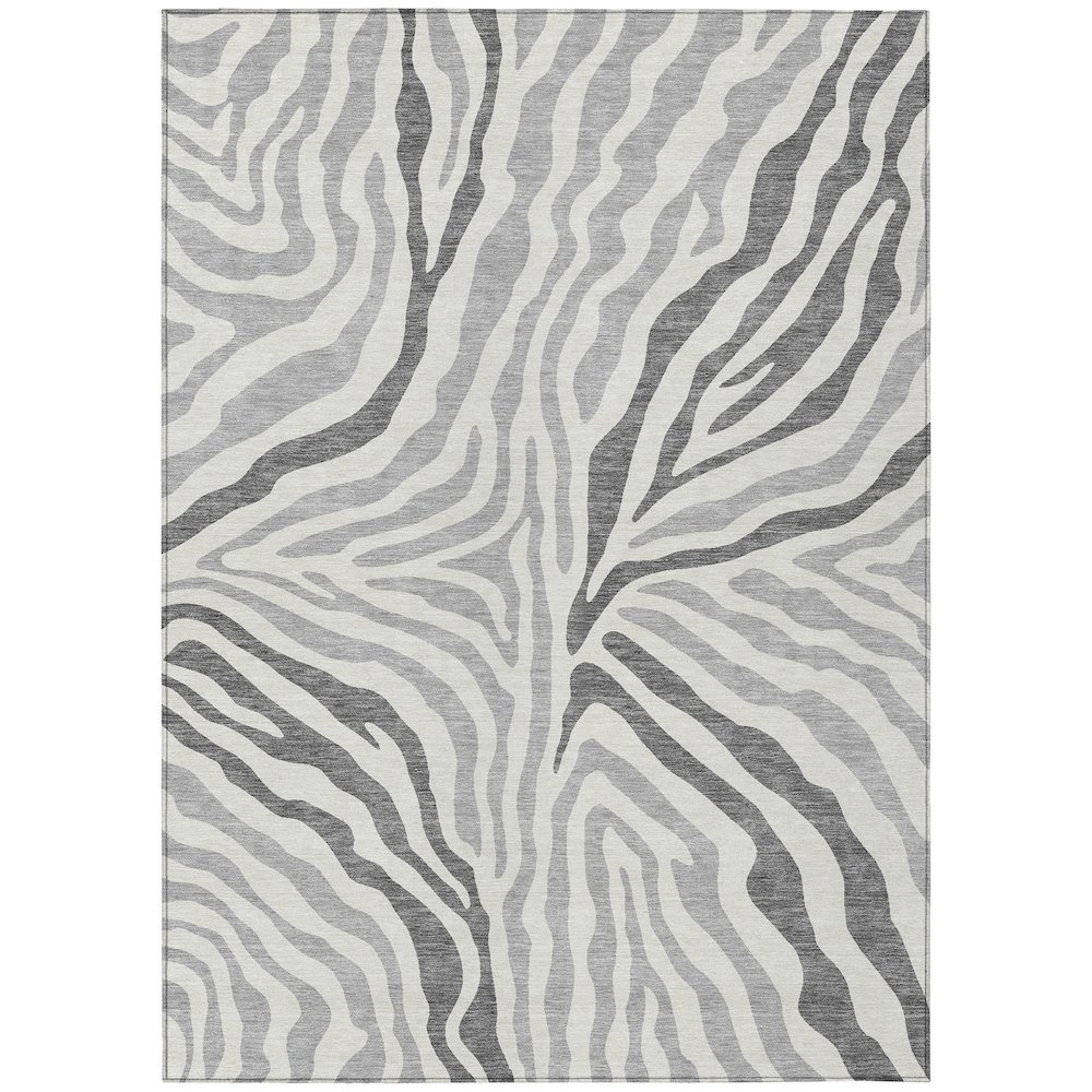 Machine Washable Indoor/Outdoor Chantille ACN2523 Gray 3' x 5' Rug. Picture 1