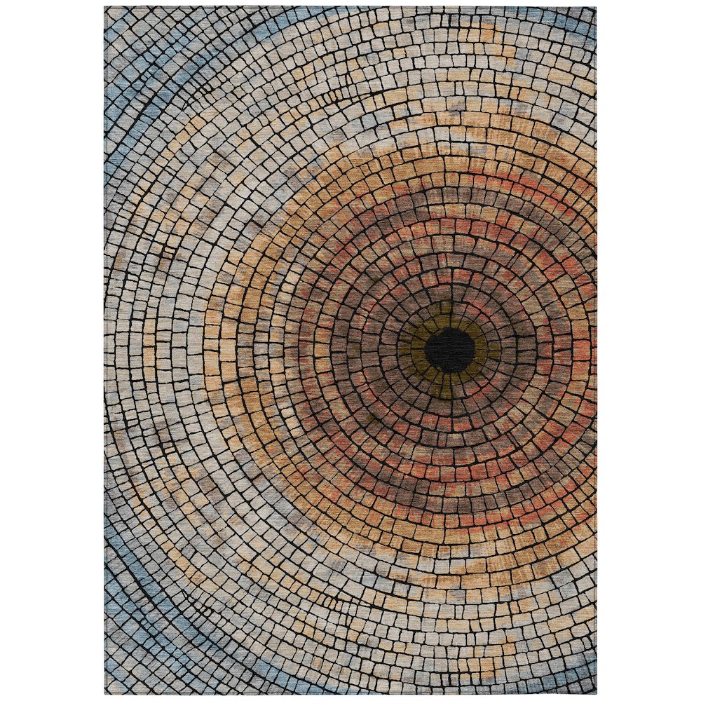 Machine Washable Indoor/Outdoor Chantille ACN2524 Orange 3' x 5' Rug. Picture 1