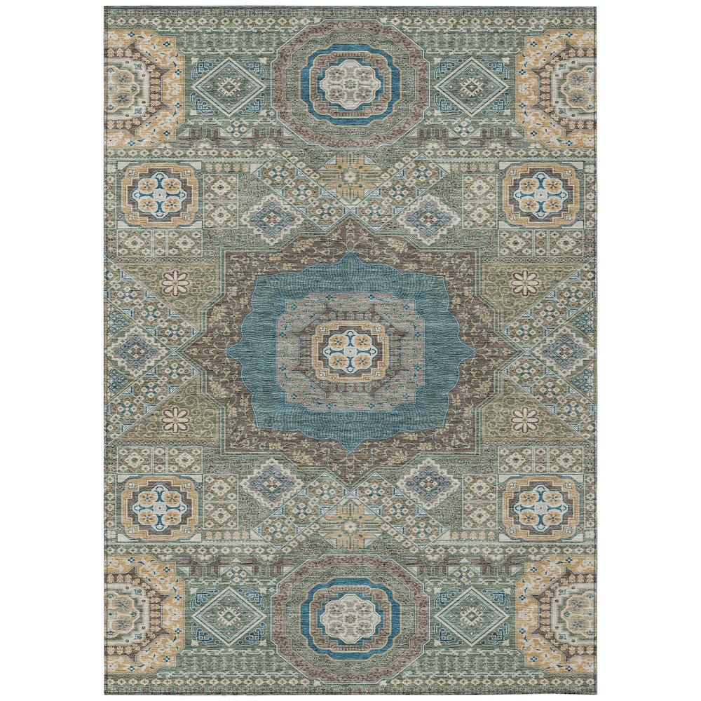 Machine Washable Indoor/Outdoor Chantille ACN2525 Green 3' x 5' Rug. Picture 1
