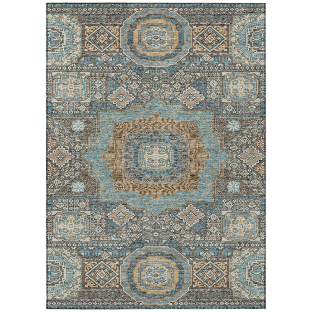 Machine Washable Indoor/Outdoor Chantille ACN2525 Brown 3' x 5' Rug. Picture 1