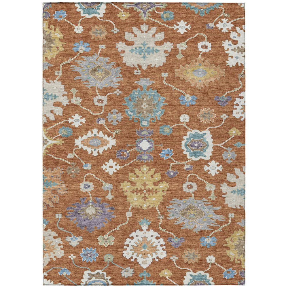 Machine Washable Indoor/Outdoor Chantille ACN2532 Orange 3' x 5' Rug. Picture 1