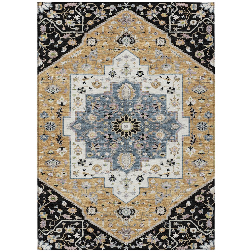 Machine Washable Indoor/Outdoor Chantille ACN2533 Black 3' x 5' Rug. Picture 1