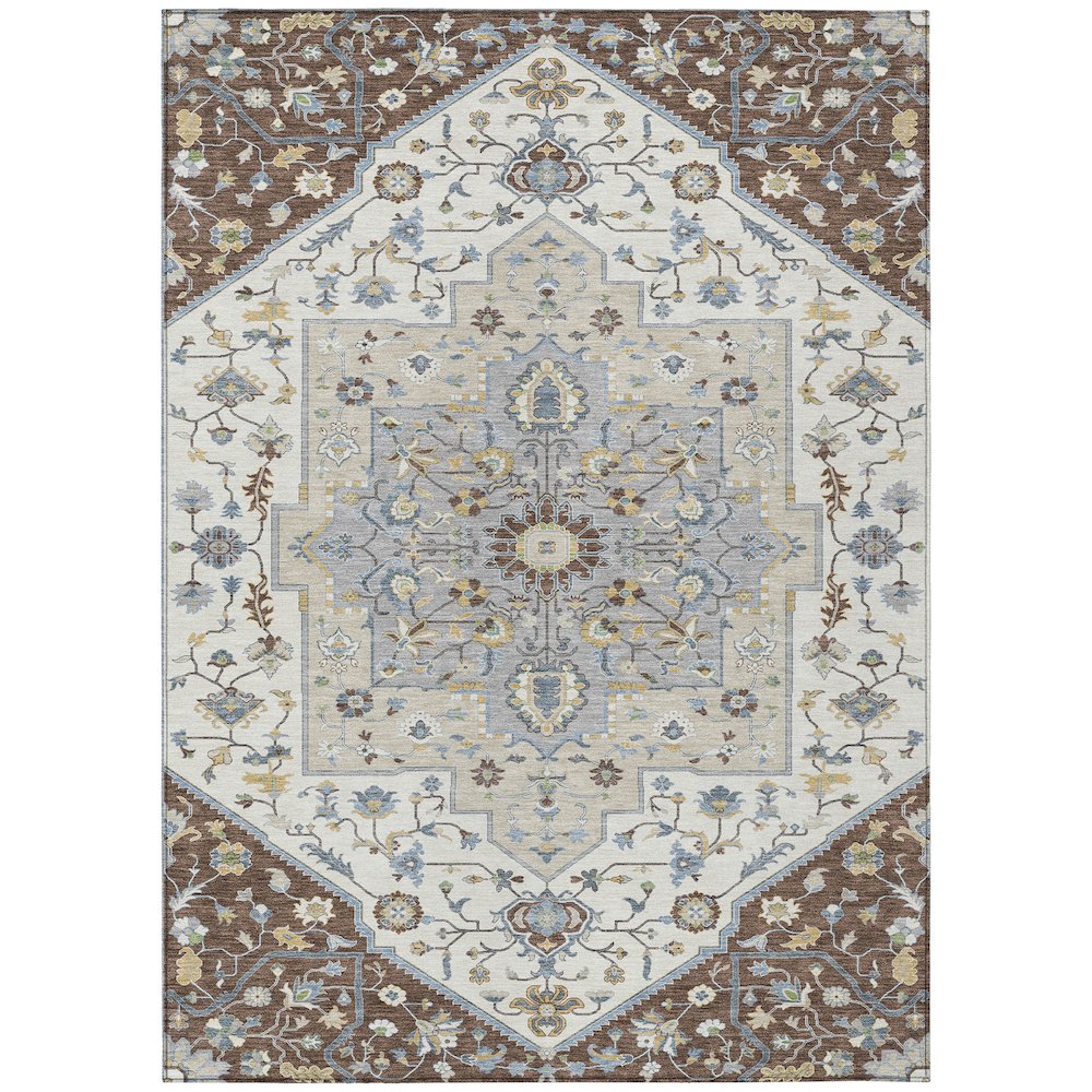 Machine Washable Indoor/Outdoor Chantille ACN2533 Brown 3' x 5' Rug. Picture 1