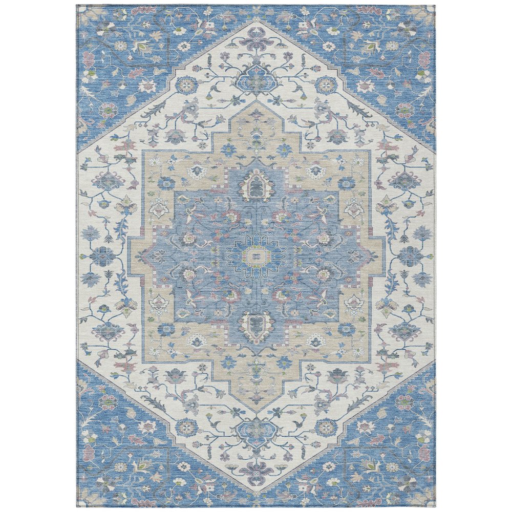 Machine Washable Indoor/Outdoor Chantille ACN2533 Blue 3' x 5' Rug. Picture 1