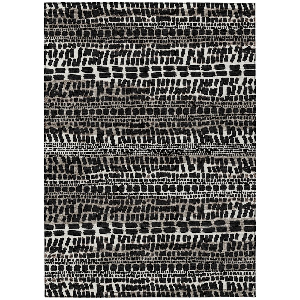 Machine Washable Indoor/Outdoor Chantille ACN2540 Black 3' x 5' Rug. Picture 1