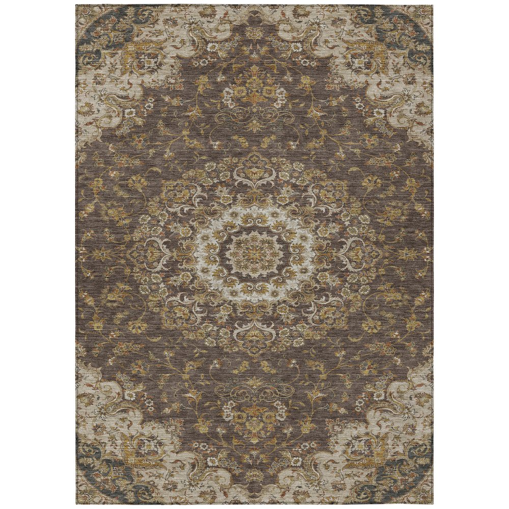 Machine Washable Indoor/Outdoor Chantille ACN2543 Brown 3' x 5' Rug. Picture 1
