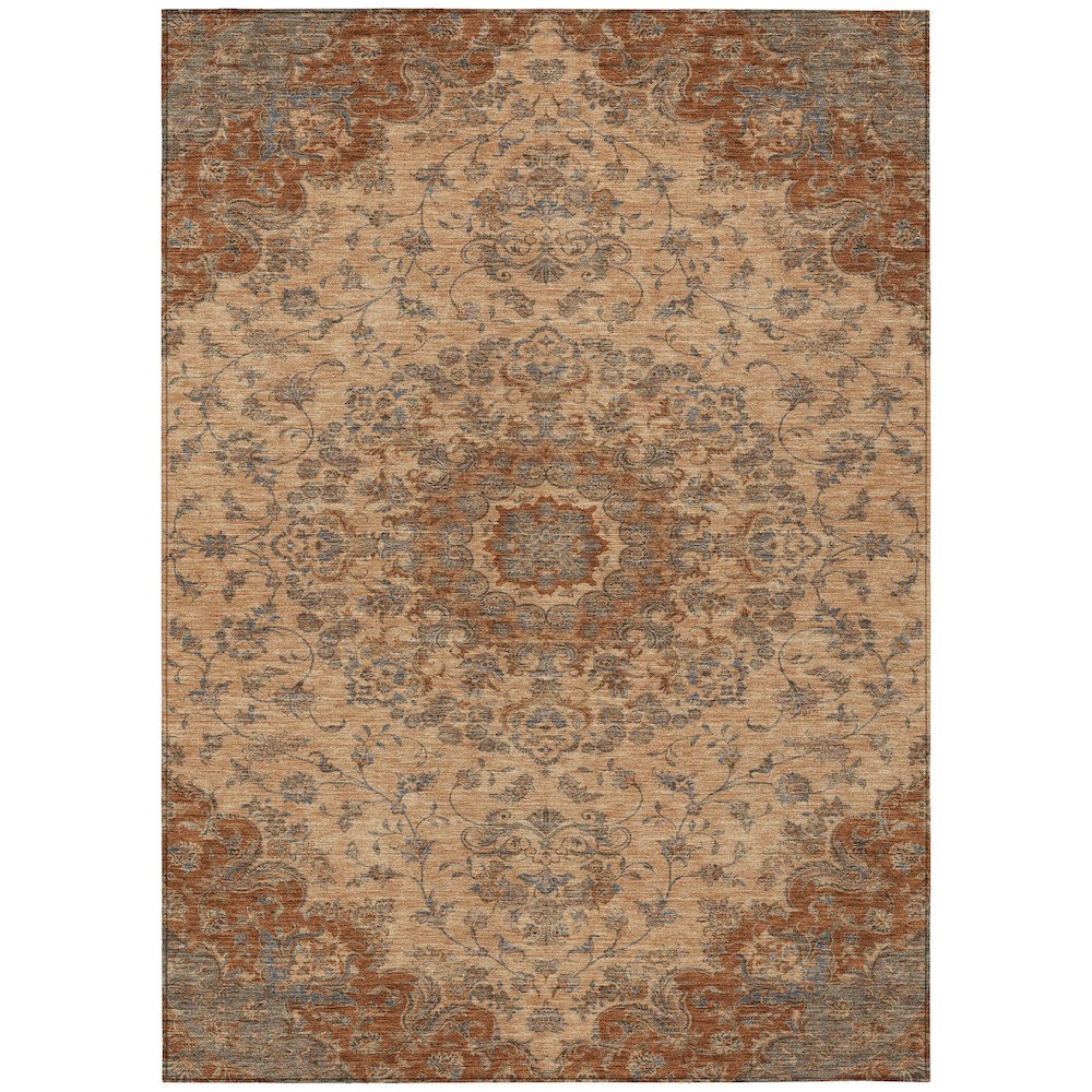 Machine Washable Indoor/Outdoor Chantille ACN2543 Orange 3' x 5' Rug. Picture 1