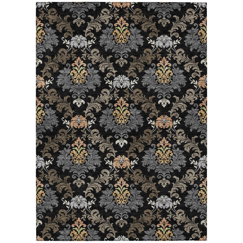Machine Washable Indoor/Outdoor Chantille ACN2544 Black 3' x 5' Rug. Picture 1