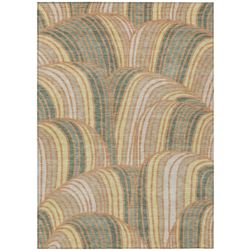 Machine Washable Indoor/Outdoor Chantille ACN2546 Orange 3' x 5' Rug. Picture 1