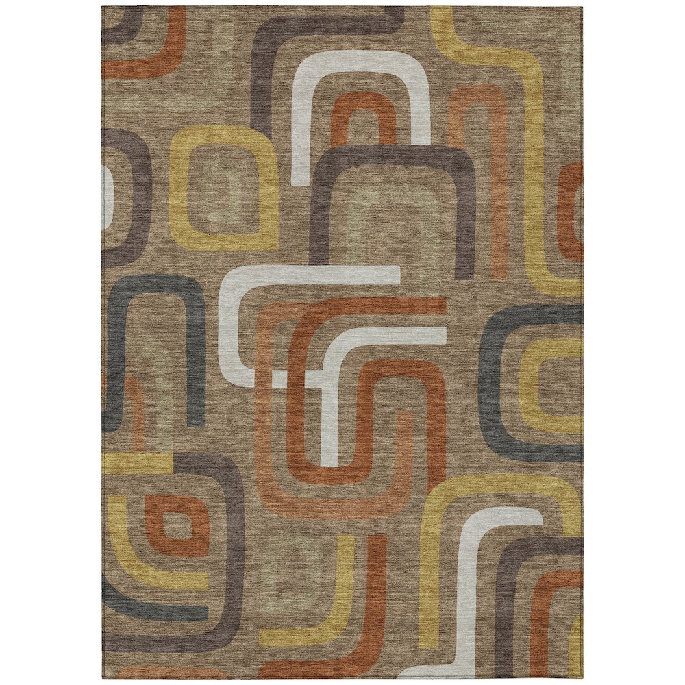 Machine Washable Indoor/Outdoor Chantille ACN2551 Brown 3' x 5' Rug. Picture 1