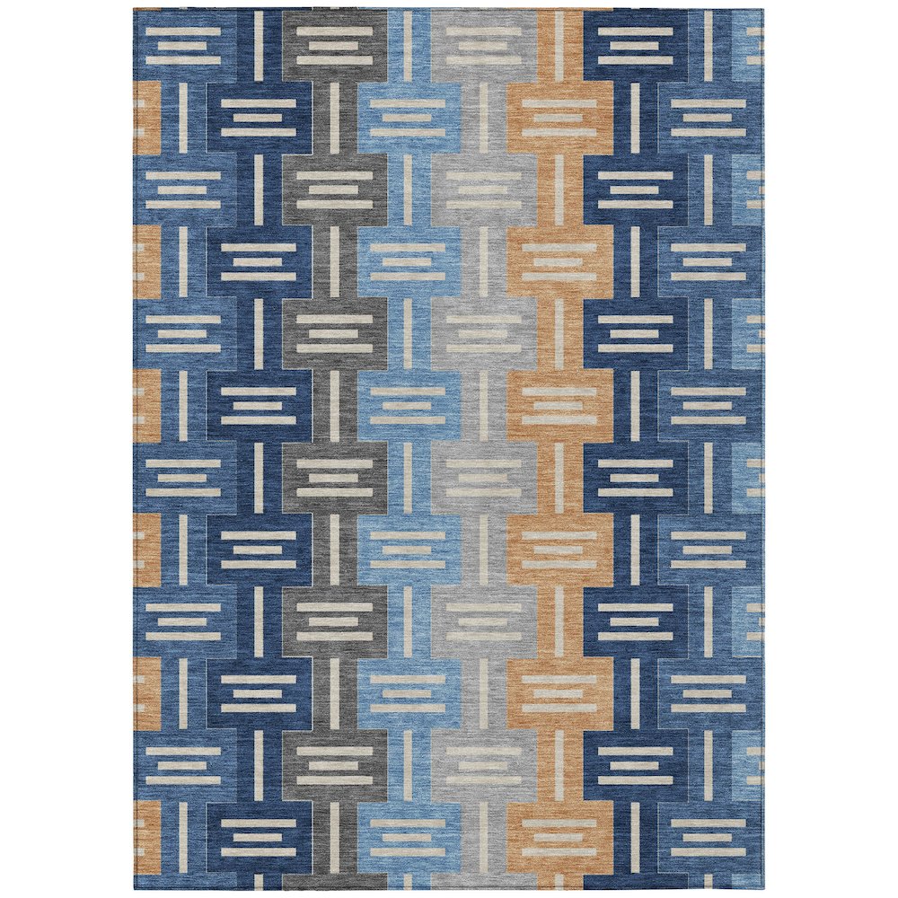 Machine Washable Indoor/Outdoor Chantille ACN2556 Blue 3' x 5' Rug. Picture 1