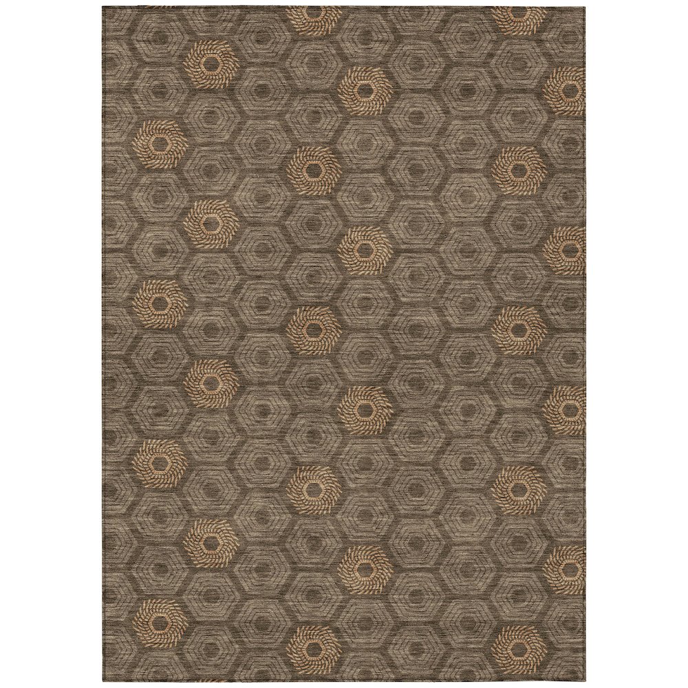 Machine Washable Indoor/Outdoor Chantille ACN2559 Brown 3' x 5' Rug. Picture 1