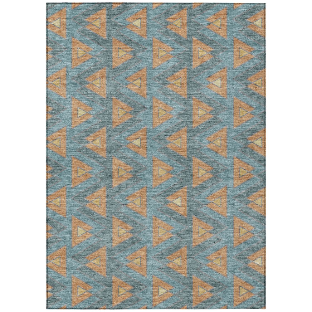 Machine Washable Indoor/Outdoor Chantille ACN2560 Teal 3' x 5' Rug. Picture 1