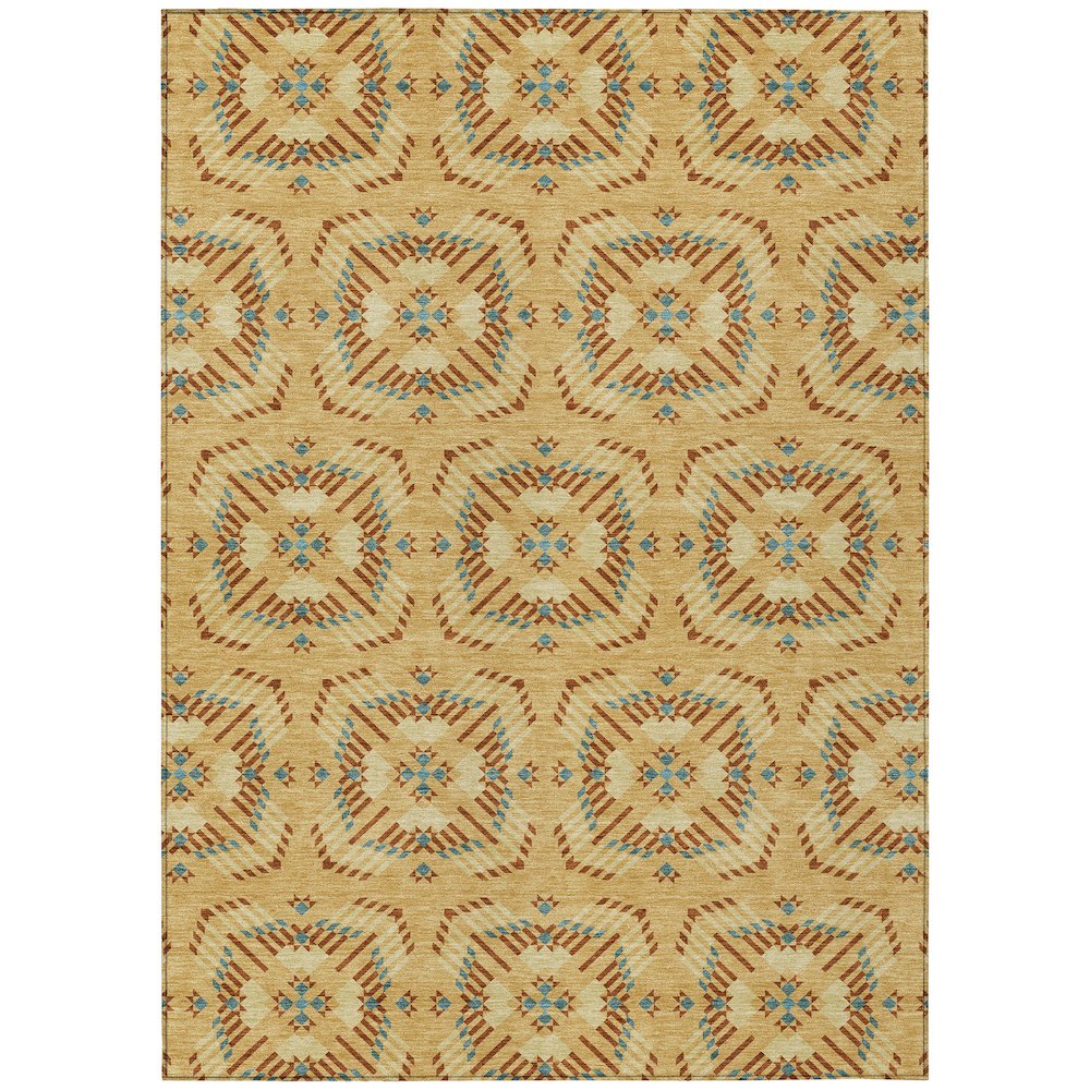 Machine Washable Indoor/Outdoor Chantille ACN2563 Gold 3' x 5' Rug. Picture 1