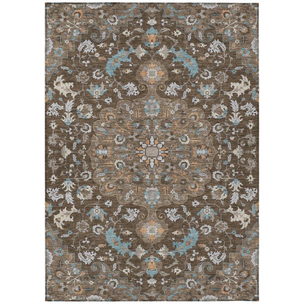 Machine Washable Indoor/Outdoor Chantille ACN2564 Brown 3' x 5' Rug. Picture 1
