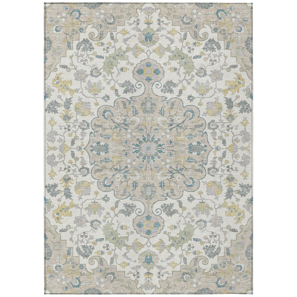 Machine Washable Indoor/Outdoor Chantille ACN2564 Ivory 3' x 5' Rug. Picture 1