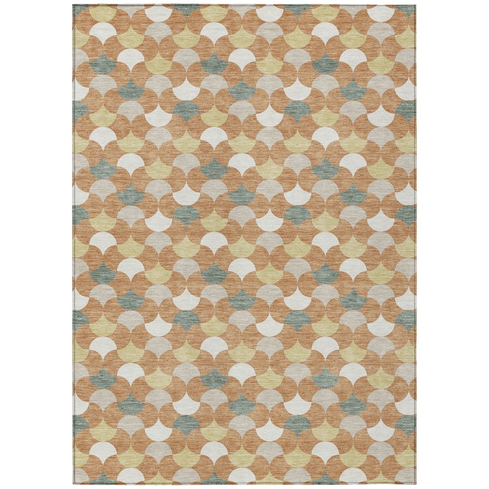 Machine Washable Indoor/Outdoor Chantille ACN2568 Orange 3' x 5' Rug. Picture 1