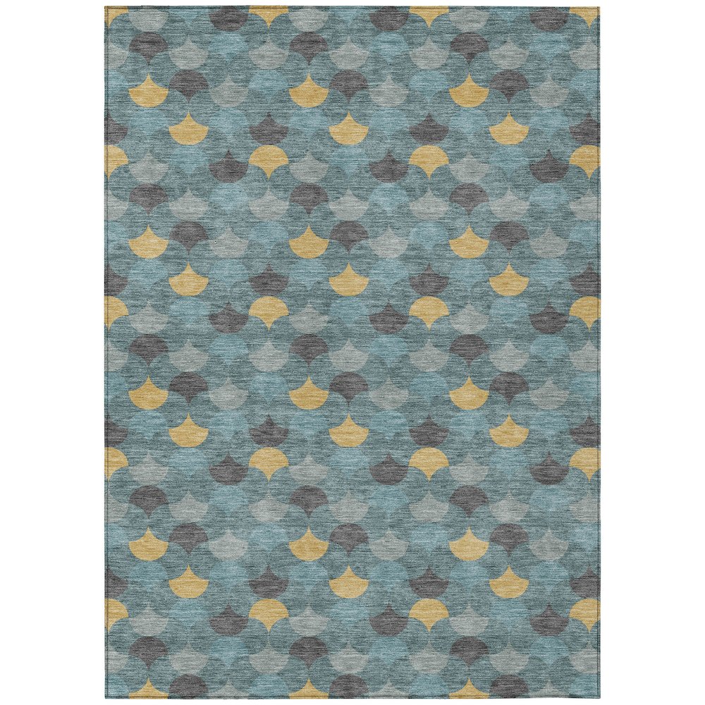 Machine Washable Indoor/Outdoor Chantille ACN2568 Teal 3' x 5' Rug. Picture 1