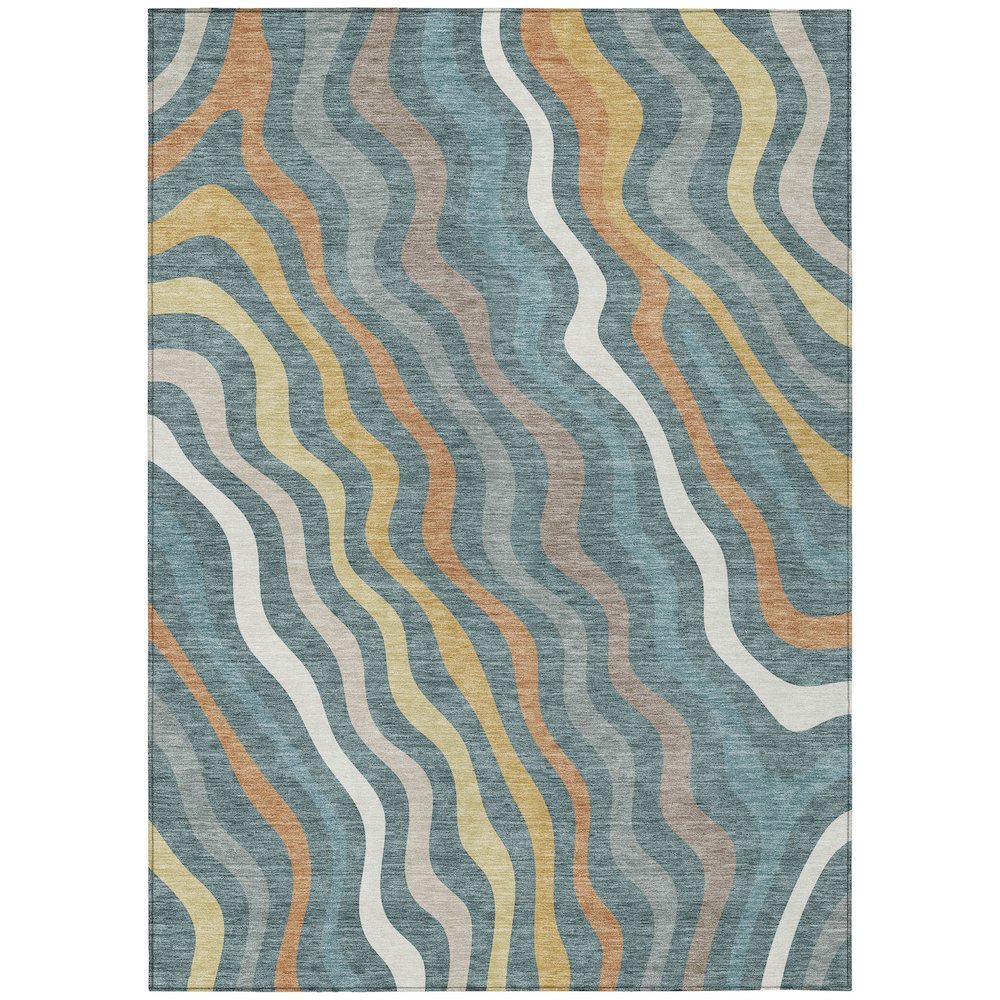 Machine Washable Indoor/Outdoor Chantille ACN2570 Teal 3' x 5' Rug. Picture 1