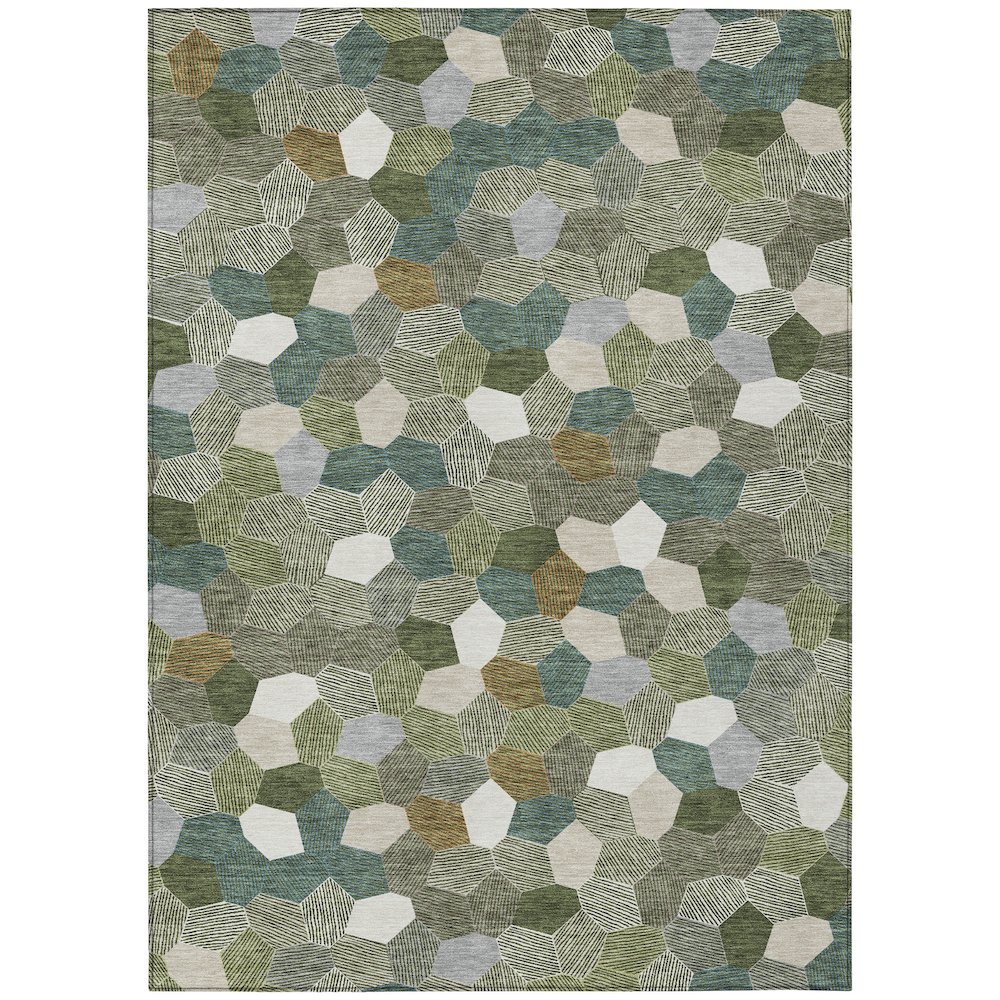 Machine Washable Indoor/Outdoor Chantille ACN2573 Green 3' x 5' Rug. Picture 1
