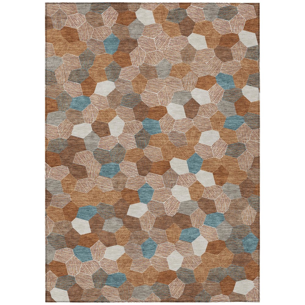 Machine Washable Indoor/Outdoor Chantille ACN2573 Orange 3' x 5' Rug. Picture 1