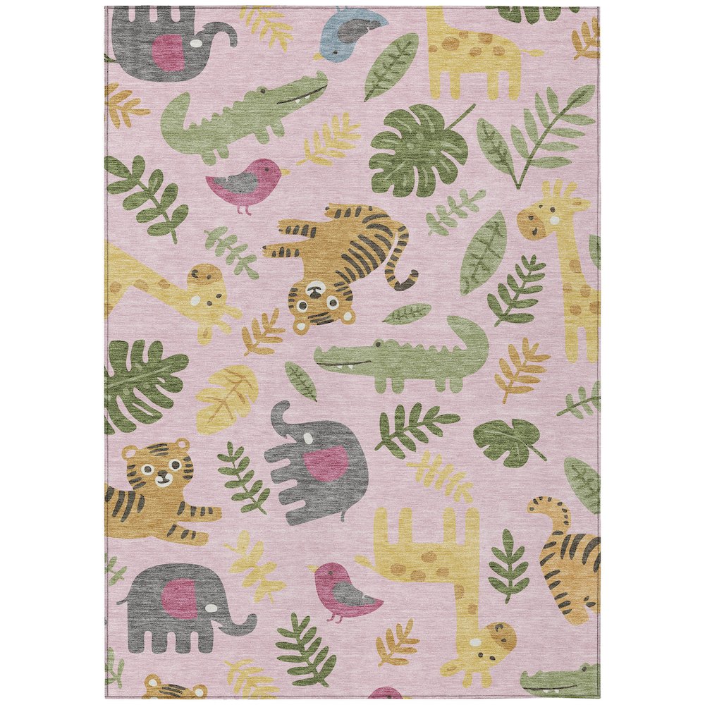 Machine Washable Indoor/Outdoor Chantille ACN2578 Pink 3' x 5' Rug. Picture 1