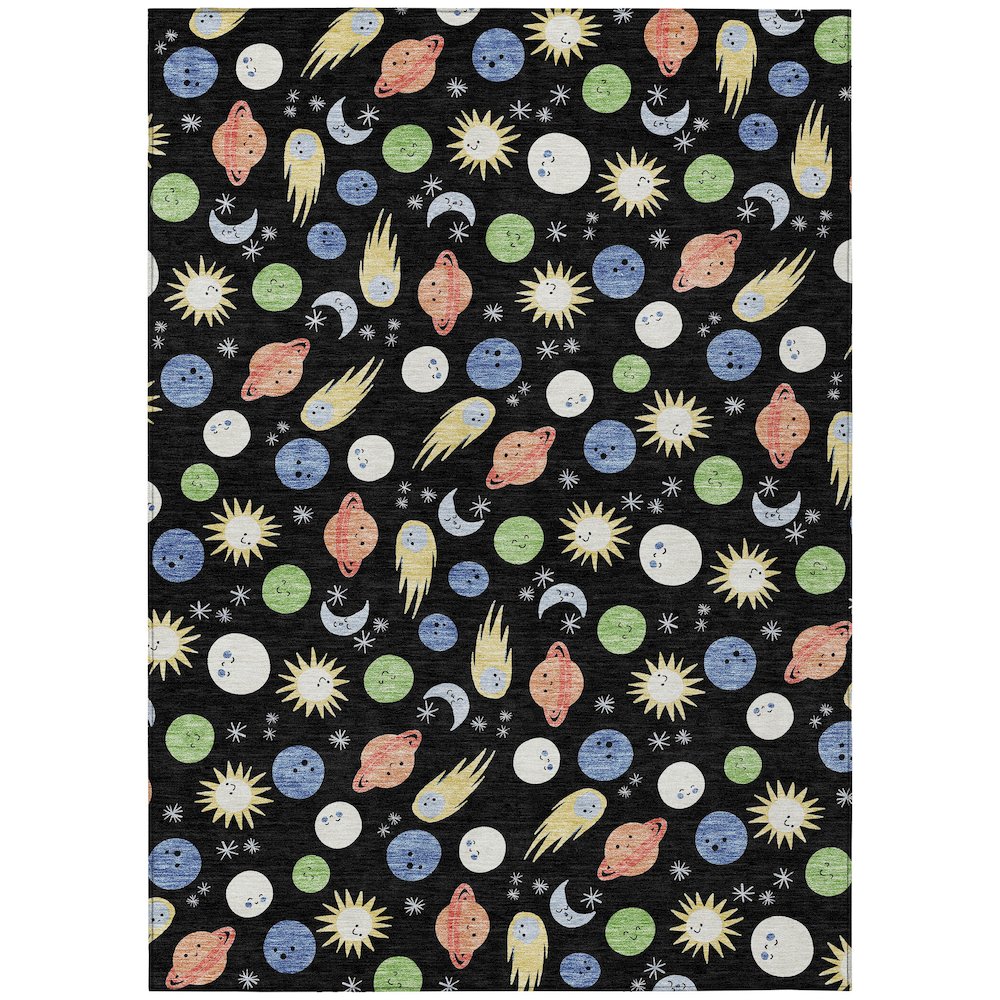 Machine Washable Indoor/Outdoor Chantille ACN2581 Black 3' x 5' Rug. Picture 1