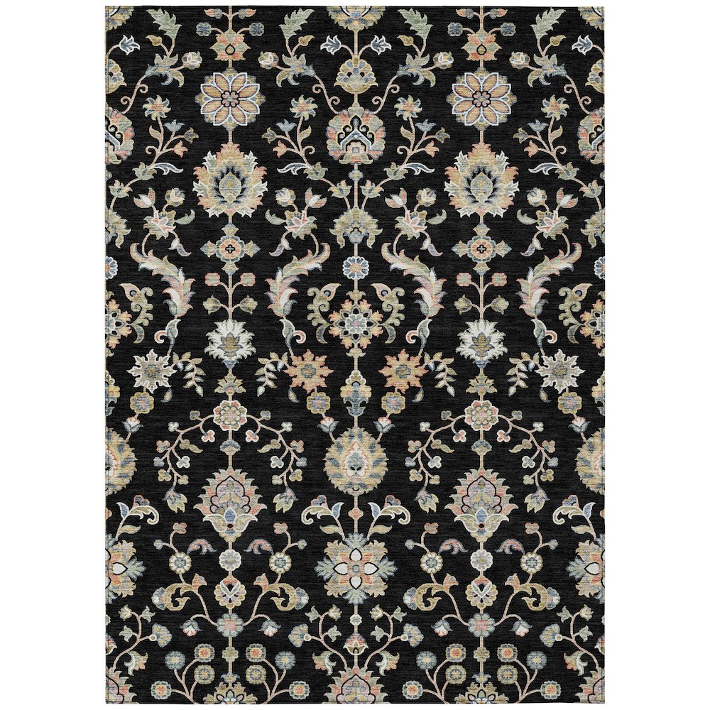 Machine Washable Indoor/Outdoor Chantille ACN2585 Black 3' x 5' Rug. Picture 1