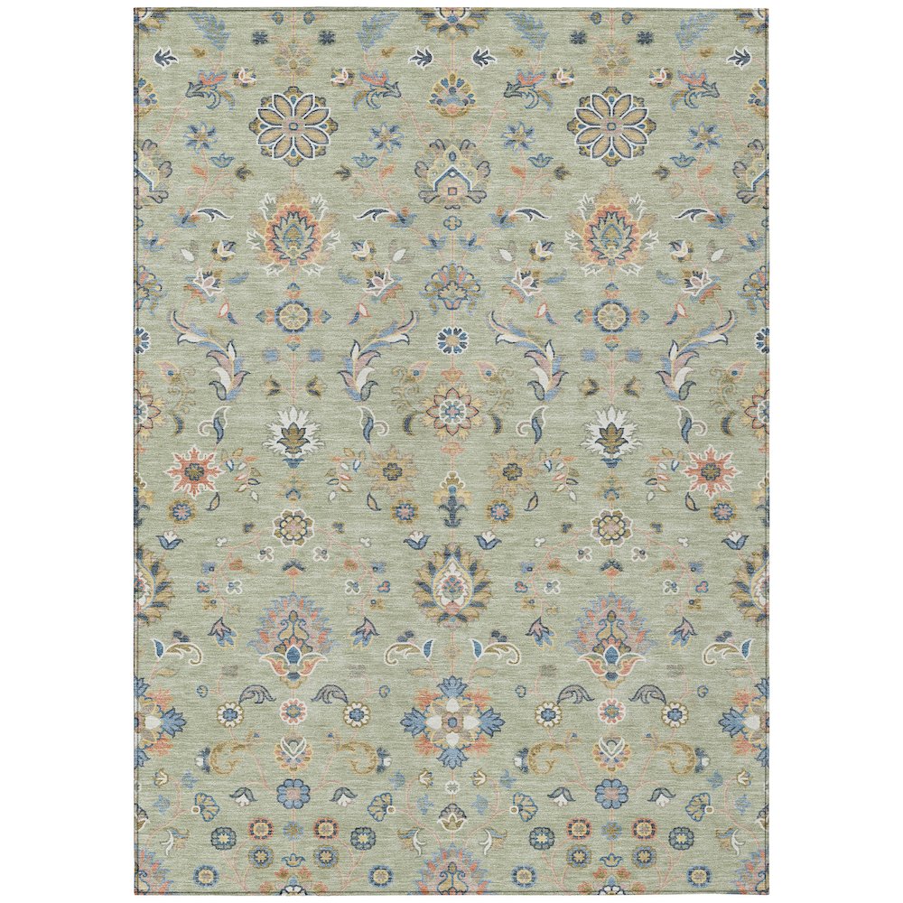 Machine Washable Indoor/Outdoor Chantille ACN2585 Green 3' x 5' Rug. Picture 1