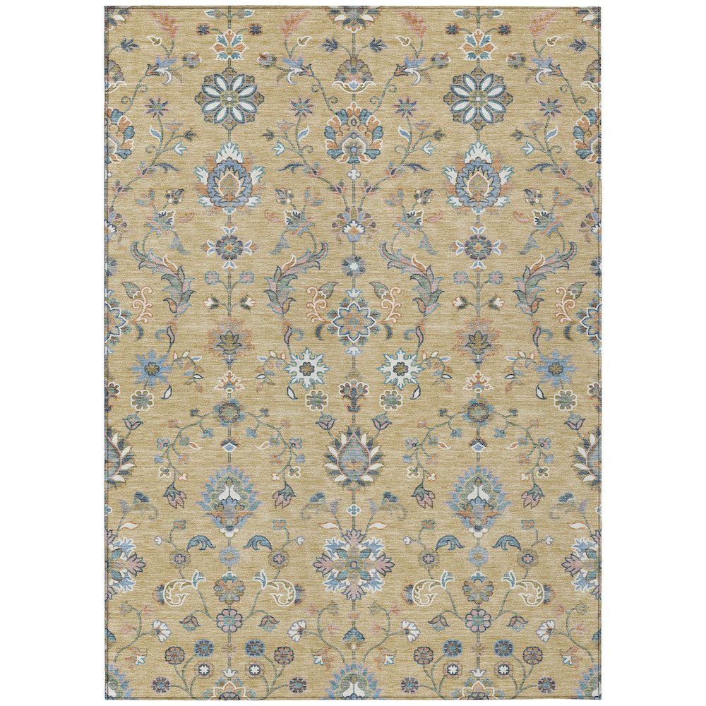 Machine Washable Indoor/Outdoor Chantille ACN2585 Gold 3' x 5' Rug. Picture 1