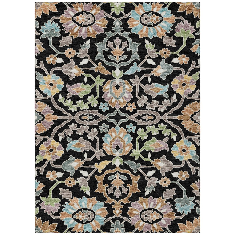 Machine Washable Indoor/Outdoor Chantille ACN2587 Black 3' x 5' Rug. Picture 1