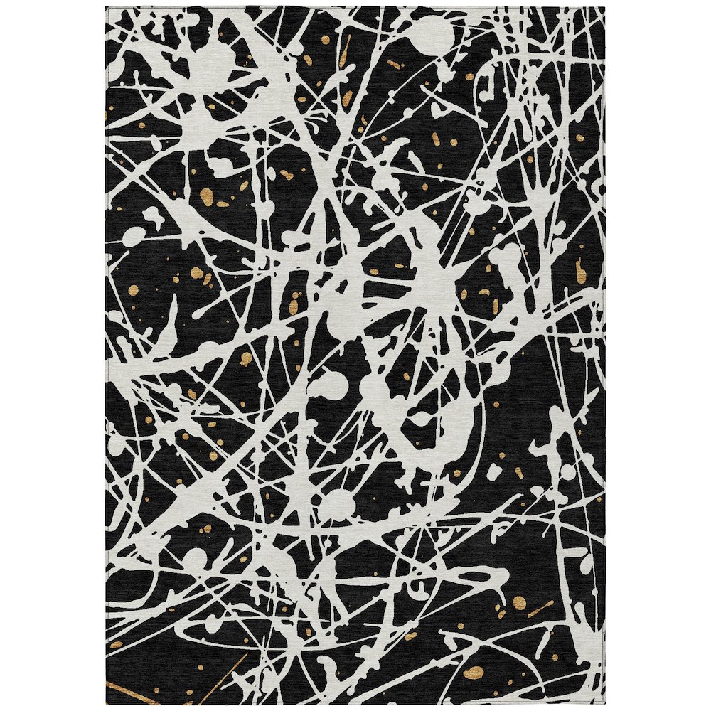 Machine Washable Indoor/Outdoor Chantille ACN2597 Black 3' x 5' Rug. Picture 1