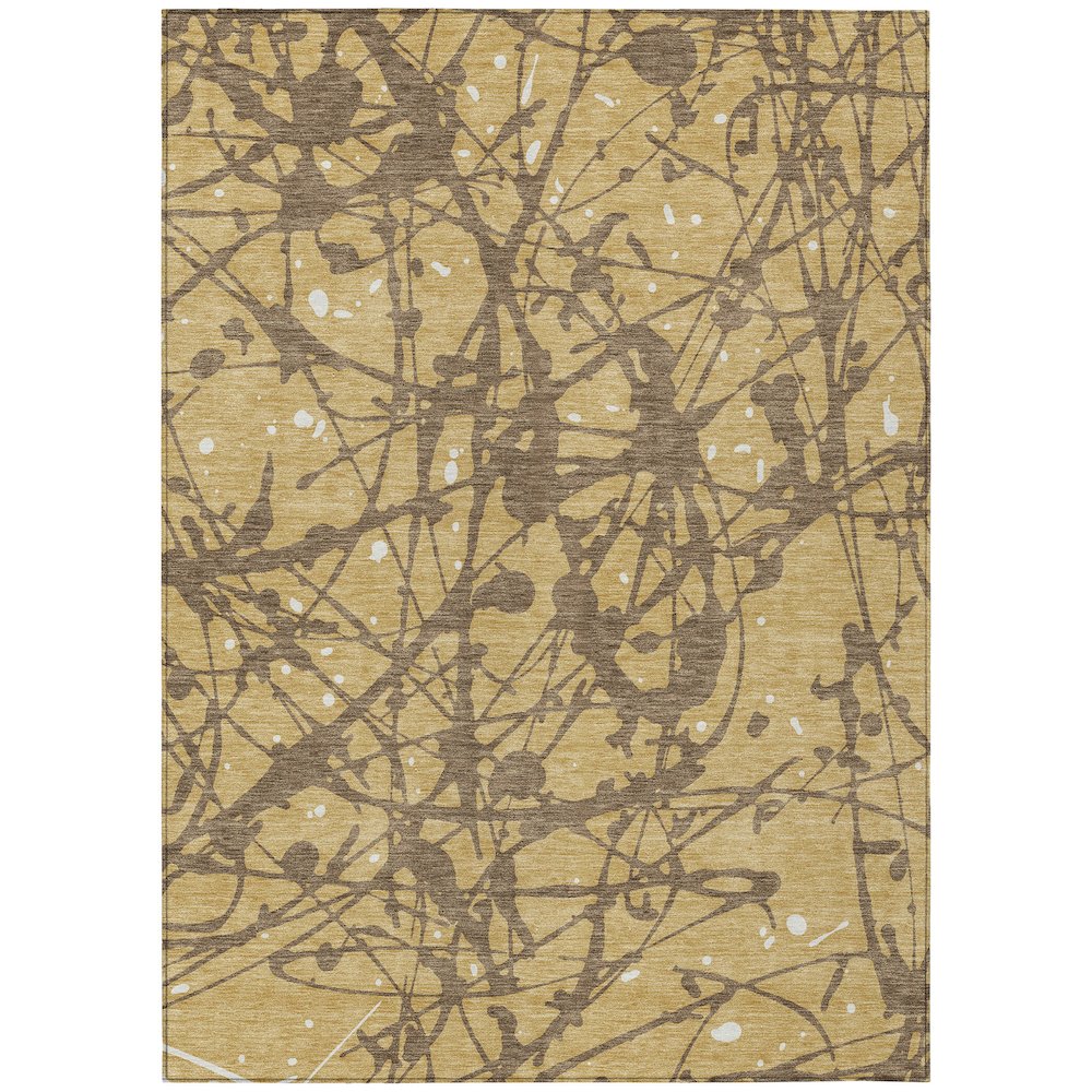 Machine Washable Indoor/Outdoor Chantille ACN2597 Gold 3' x 5' Rug. Picture 1