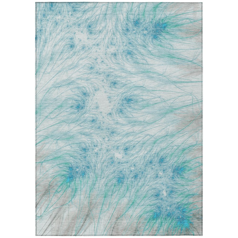 Machine Washable Indoor/Outdoor Chantille ACN2599 Blue 3' x 5' Rug. Picture 1