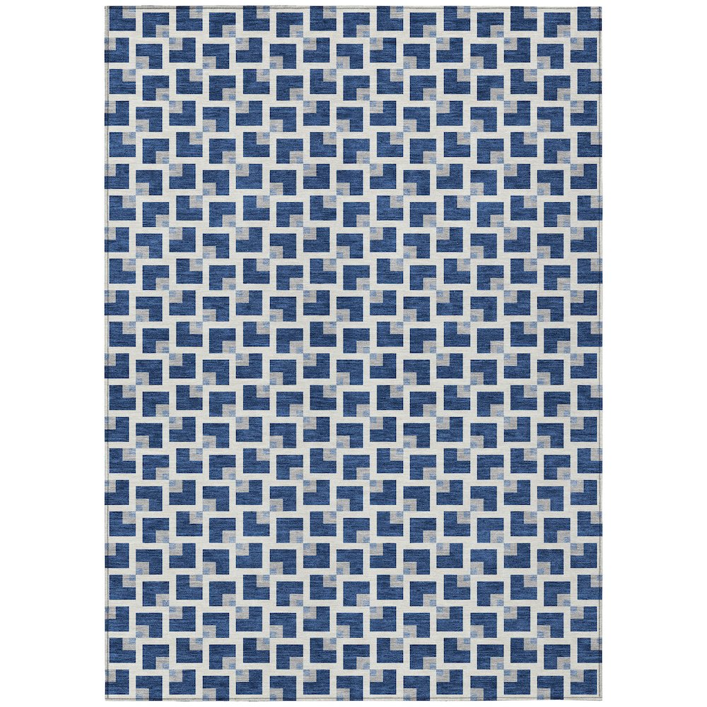 Machine Washable Indoor/Outdoor Chantille ACN2602 Blue 3' x 5' Rug. Picture 1