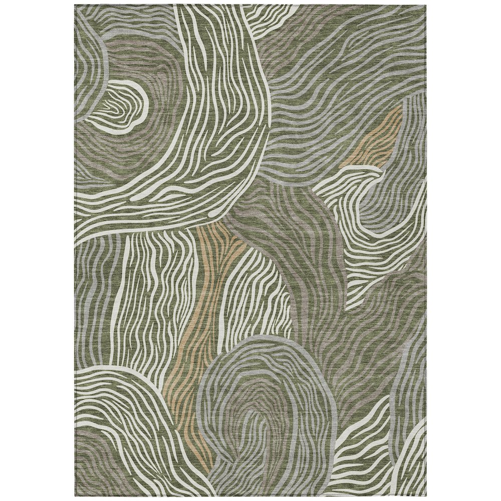 Machine Washable Indoor/Outdoor Chantille ACN2603 Green 3' x 5' Rug. Picture 1