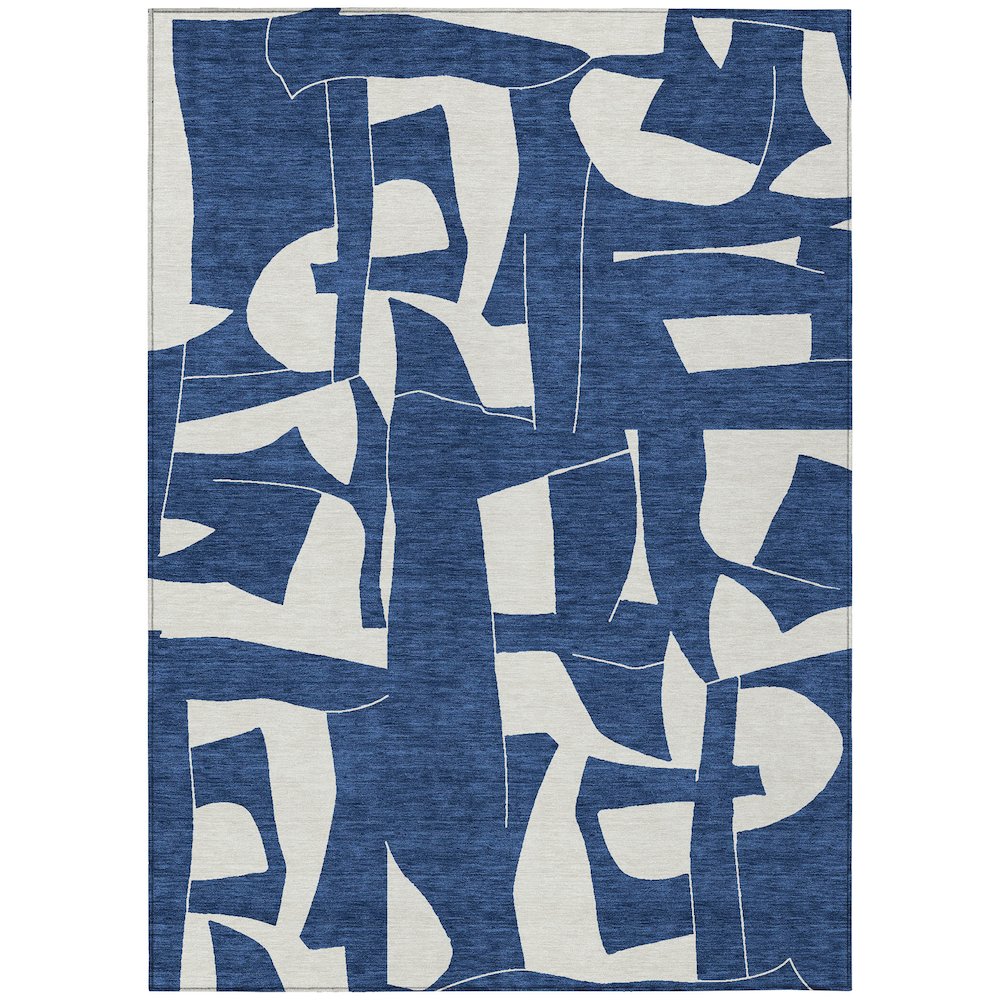 Machine Washable Indoor/Outdoor Chantille ACN2604 Blue 3' x 5' Rug. Picture 1