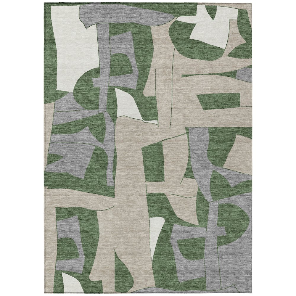 Machine Washable Indoor/Outdoor Chantille ACN2605 Green 3' x 5' Rug. Picture 1