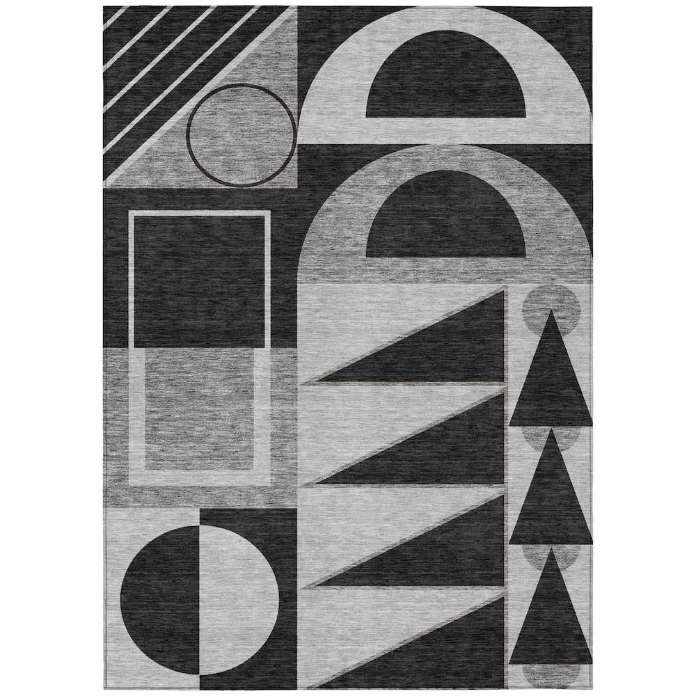 Machine Washable Indoor/Outdoor Chantille ACN2607 Black 3' x 5' Rug. Picture 1