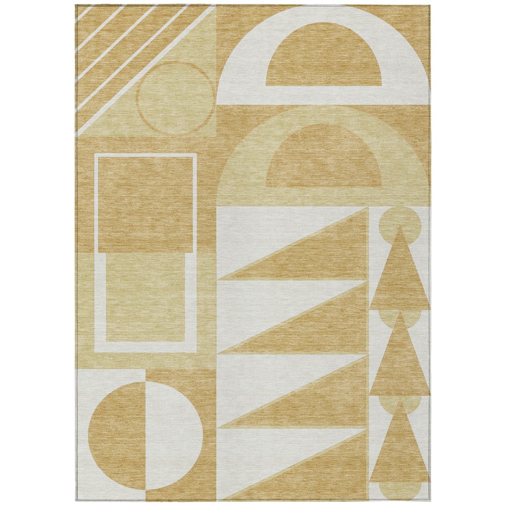 Machine Washable Indoor/Outdoor Chantille ACN2607 Gold 3' x 5' Rug. Picture 1