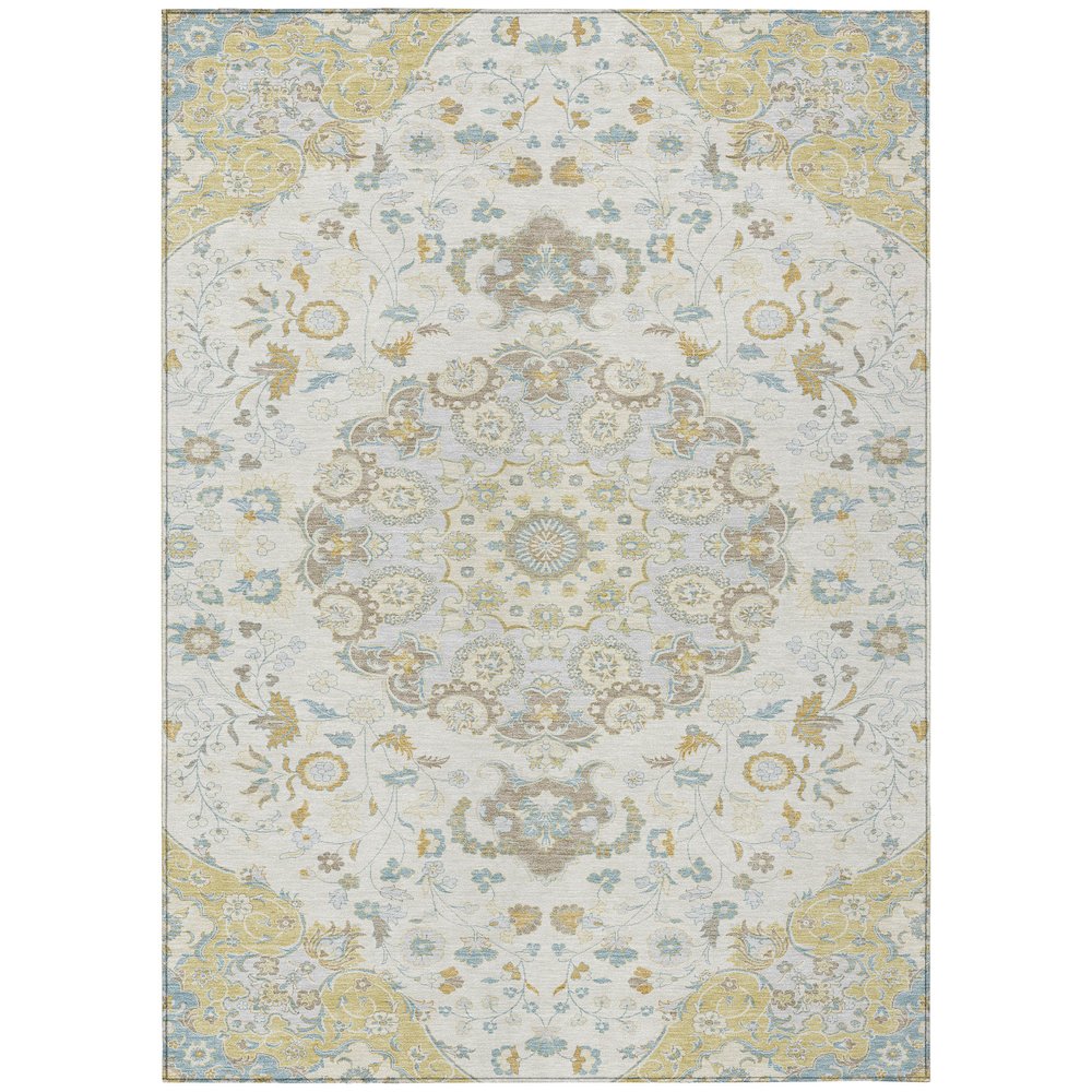 Machine Washable Indoor/Outdoor Chantille ACN2611 Ivory 3' x 5' Rug. Picture 1