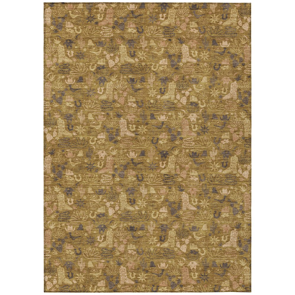 Machine Washable Indoor/Outdoor Chantille ACN2613 Gold 3' x 5' Rug. Picture 1