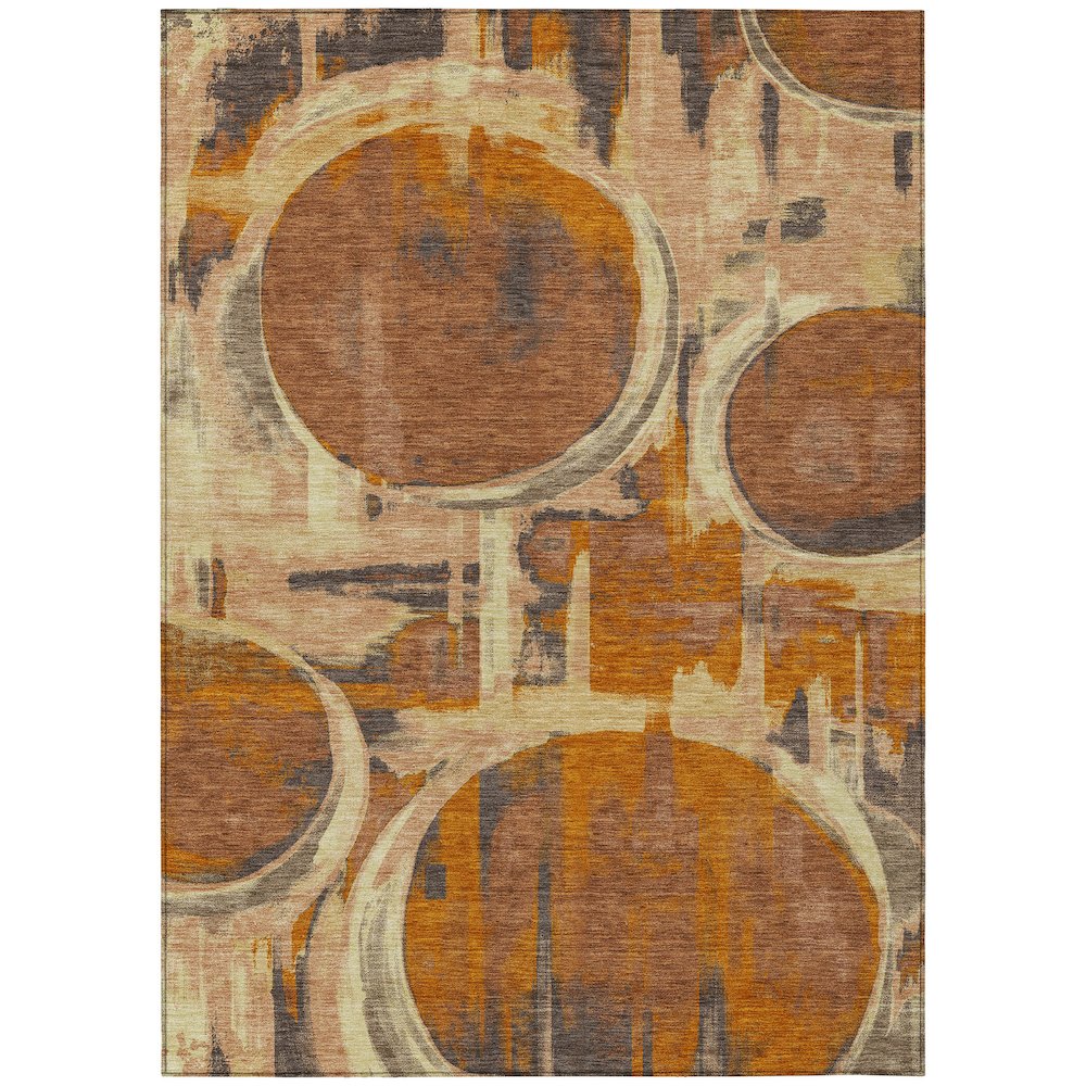 Machine Washable Indoor/Outdoor Chantille ACN2615 Orange 3' x 5' Rug. Picture 1